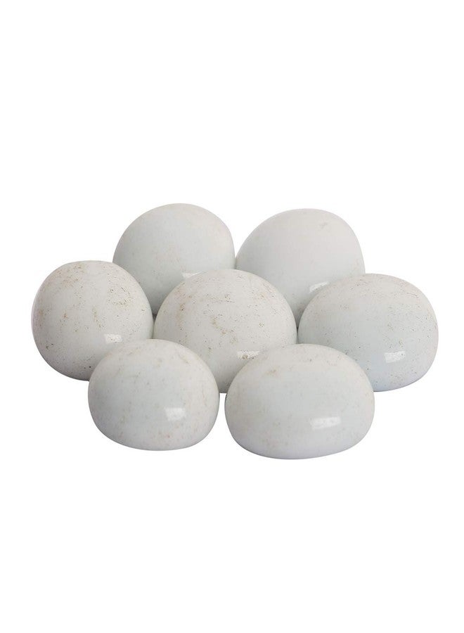 LuckymordenGlass Decorative Pebbles Stones for Outdoor Garden Aquarium and Vase Fillers (Milky White, 500Gram 55Pcs) - Image 1
